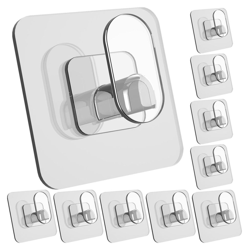 5/10 Stück transparente Wandhaken, starke Haftung, Montage ohne Bohren, Handtuchhalter, Küchen- und Badezimmer-Organizer, Heimwerkerbedarf