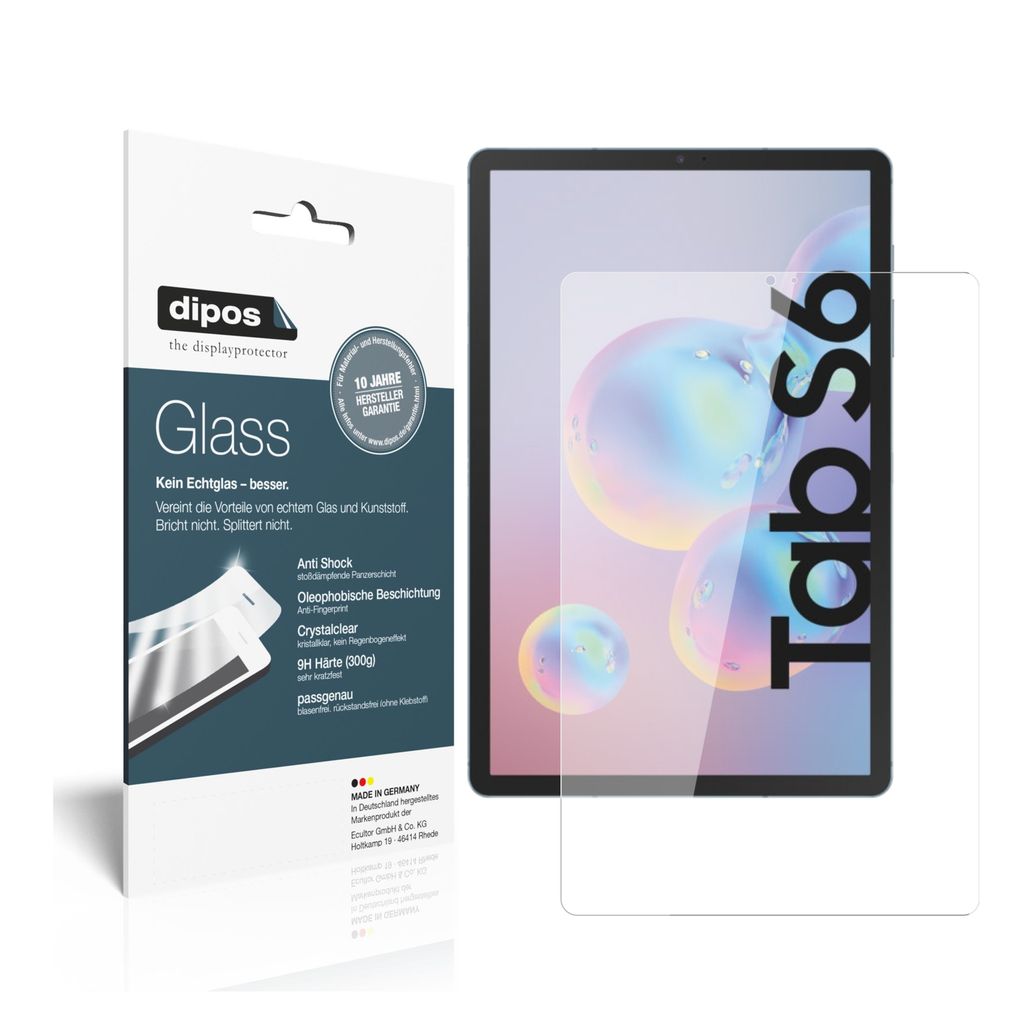 2x Schutzfolie für Samsung Galaxy Tab S6 - Anti-Shock 9H Folie dipos Glass Kunststoffglas