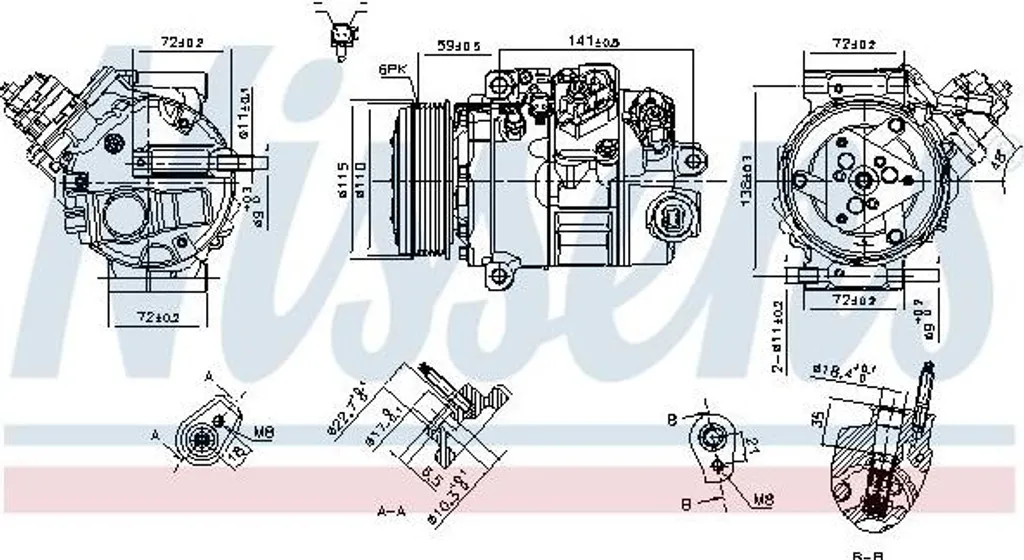 Compresseur AC Nissens 890795 OE 1803119 Haute Fiabilité Ford Mondeo
