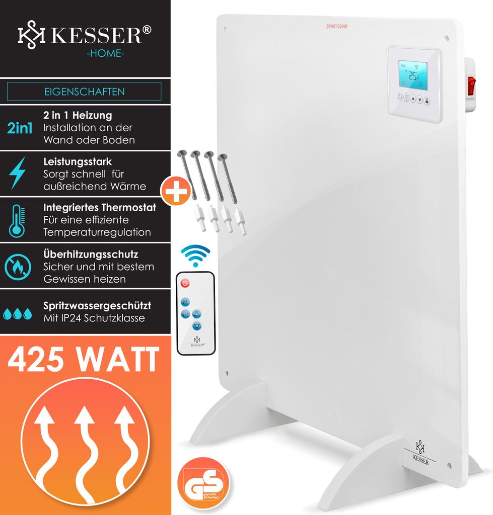 KESSER® Infrarotheizung 425-550 Watt mit Fernbedienung ✓ Produktbild 2