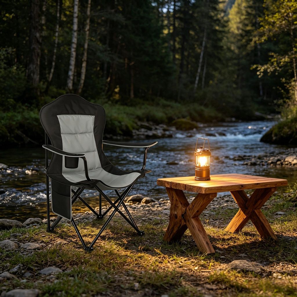Klappstuhl für Outdoor mit Tassenhalter – Strandstuhl & Campingstuhl, Sonnenlieger, ideal für Garten, Strand & Camping
