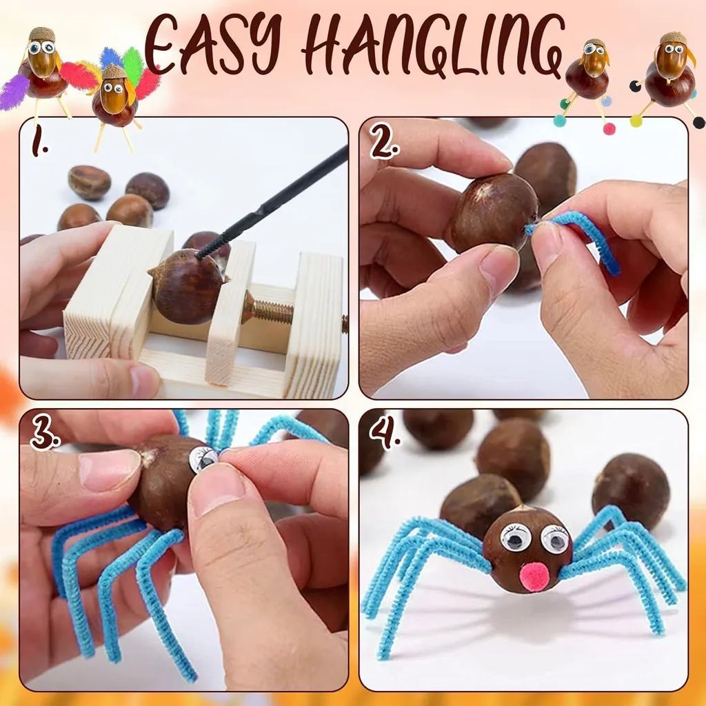 Perceuse à châtaignes manuelle avec accessoires de bricolage DIY - 4