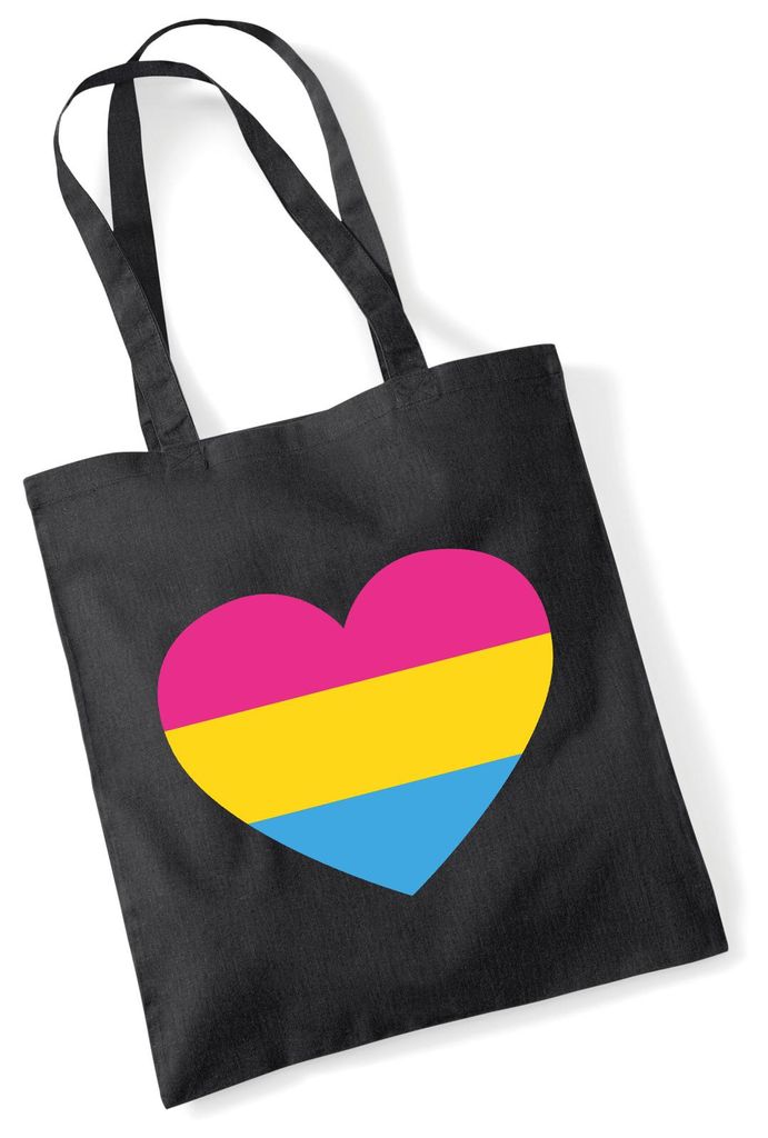 Huuraa Jutebeutel Panuell Pride Flagge LGBTQ Herz 10 Liter Black Baumwolle Tasche Geschenkidee