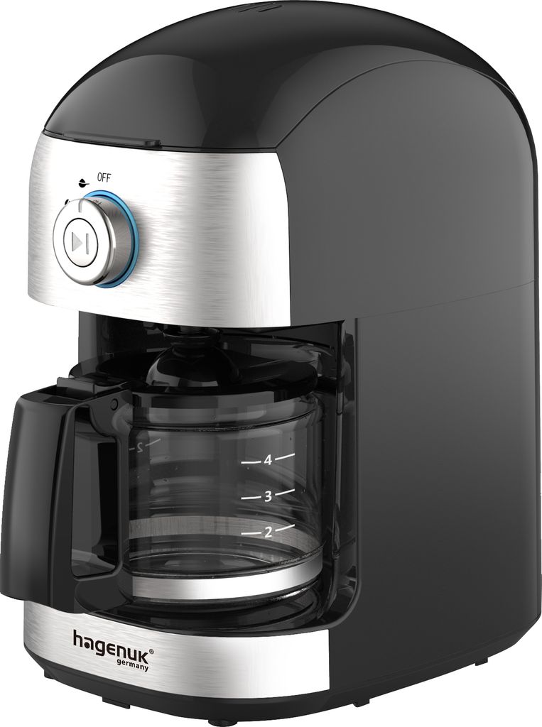 Hagenuk KM-500GH Kaffeemaschine mit Edelstahl Mahlwerk 500W und 0,5 Glaskanne