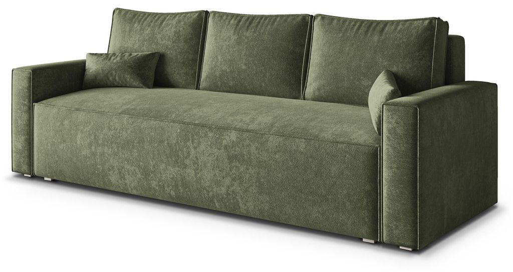 Sofa MENI mit Schlaffunktion, Schlafsofa, Wohnzimmersofa, Couch, Soffa, Bettsofa, Chenille-Stoff – Grün LUMO 20