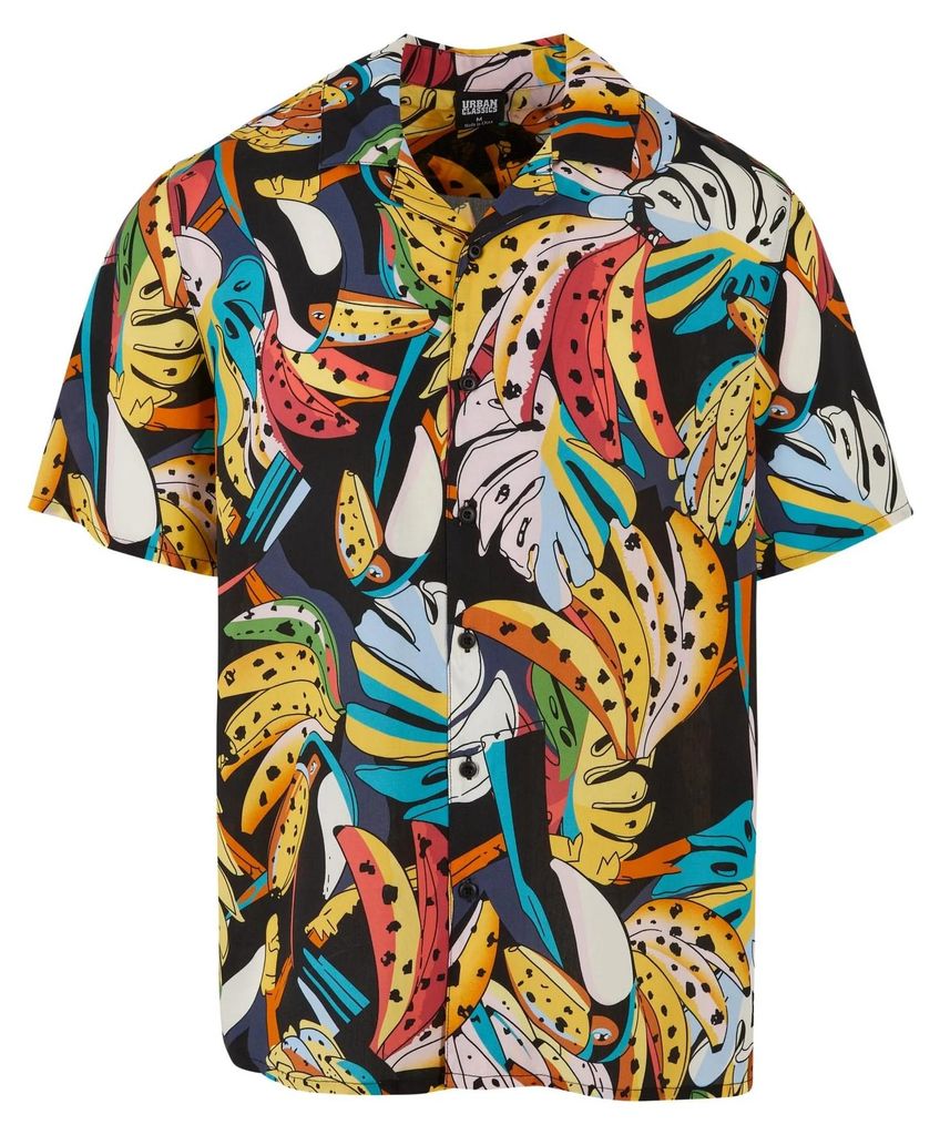 Urban Classics - Resorthemd Rundum bedruckt für Herren TN1430 (3XL) (Schwarz/Bunt)