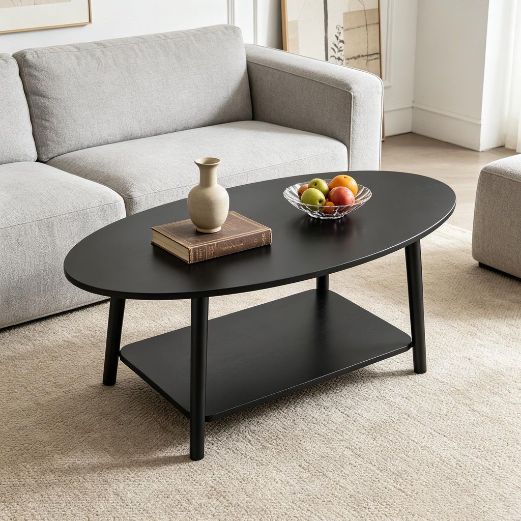 Moderner Couchtisch aus Holz mit 2 Etagen,kleiner Produktbild 
