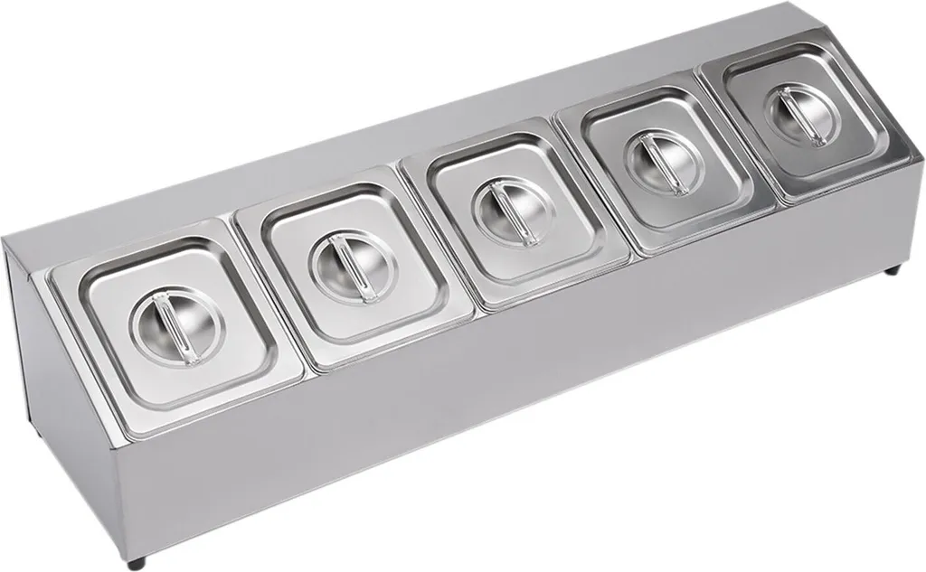Rack pour bacs GN en acier inoxydable 201 avec 5 couvercles Gastro