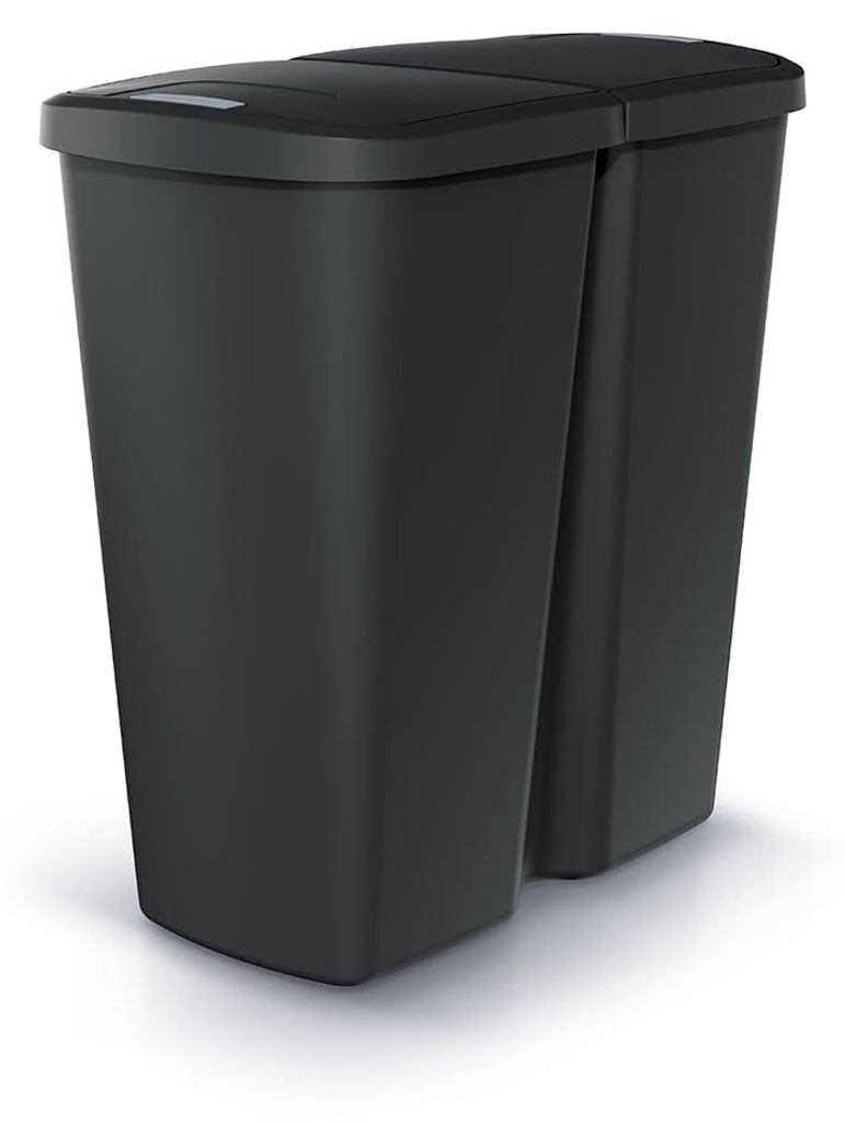 BirnePower Mülleimer Duo 50L, Schwarz, 2x 25L Produktbild 