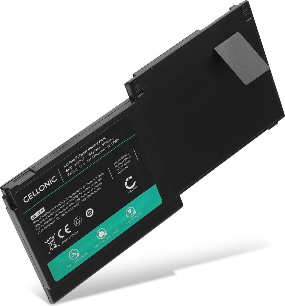 CELLONIC 1x Akku für Notebook Kompatibel mit HP EliteBook 820 G1, Elitebook 720 G1, Elitebook 720 G2, SB03XL - (4700mAh, 11.1V)
