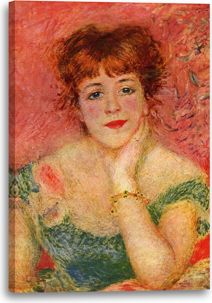Leinwandbild (40x60cm): Pierre-Auguste Renoir - Portrait der Schauspielerin Jeanne Samary, echter Holz-Keilrahmen inkl. Aufhänger, handgefertigt i...