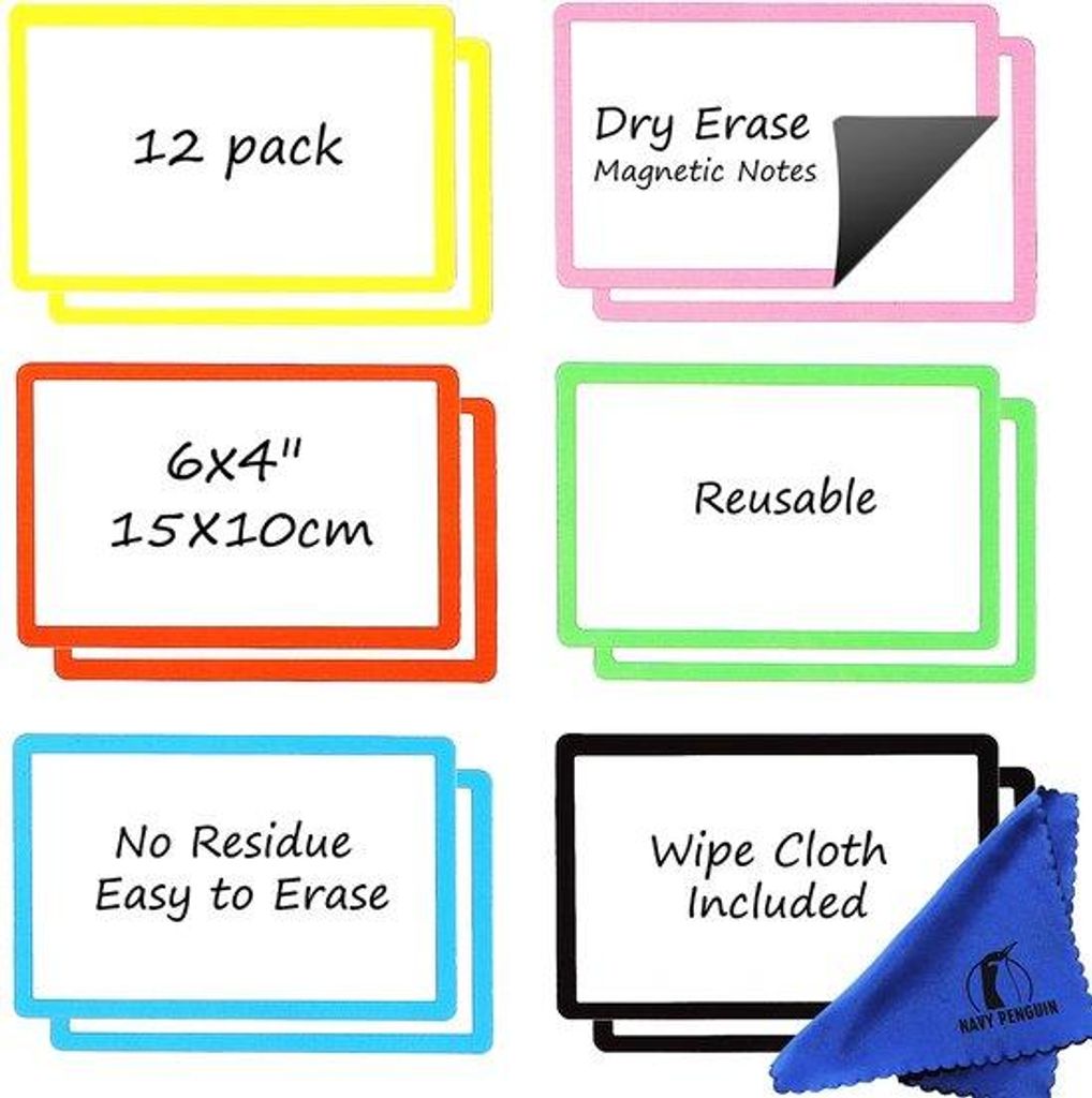 Kleine magnetische schrijfborden - 12 stuks - 15x10cm - weiß - magnetische Etiketten - für zu Hause, Büro, Kanban und Schule