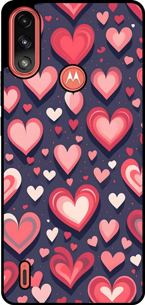 Smartphonica Custodia per telefono adatta a Motorola Moto E7i / Moto E7 Power con impronta a cuore - Custodia Backcover in TPU con design a cuore