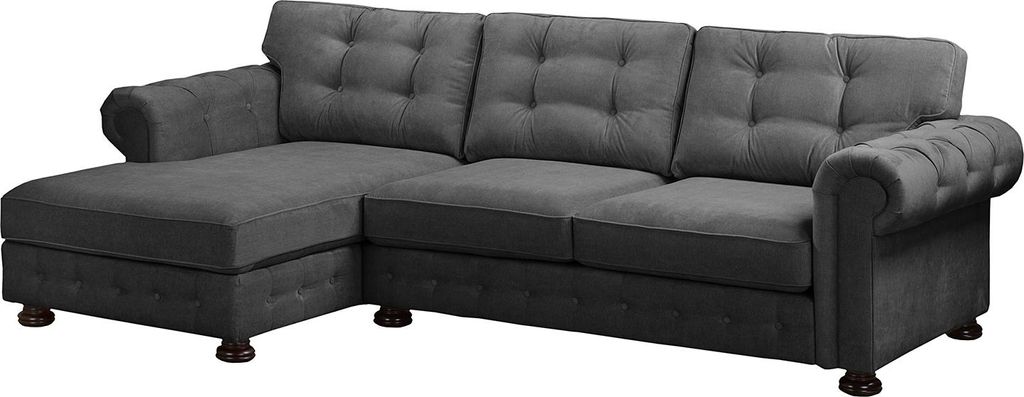 home24 Ecksofa mit Longchair - Microfaser