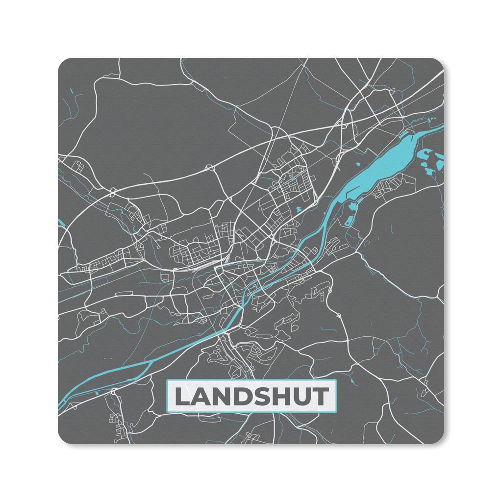 MuchoWow Mauspad Mousepad Karte - Stadtplan - Landshut - Deutschland - Blau 20x20 cm - Mousepads - Maus Mat - Pad - Mausunterlage - Desk Mat - Bu...