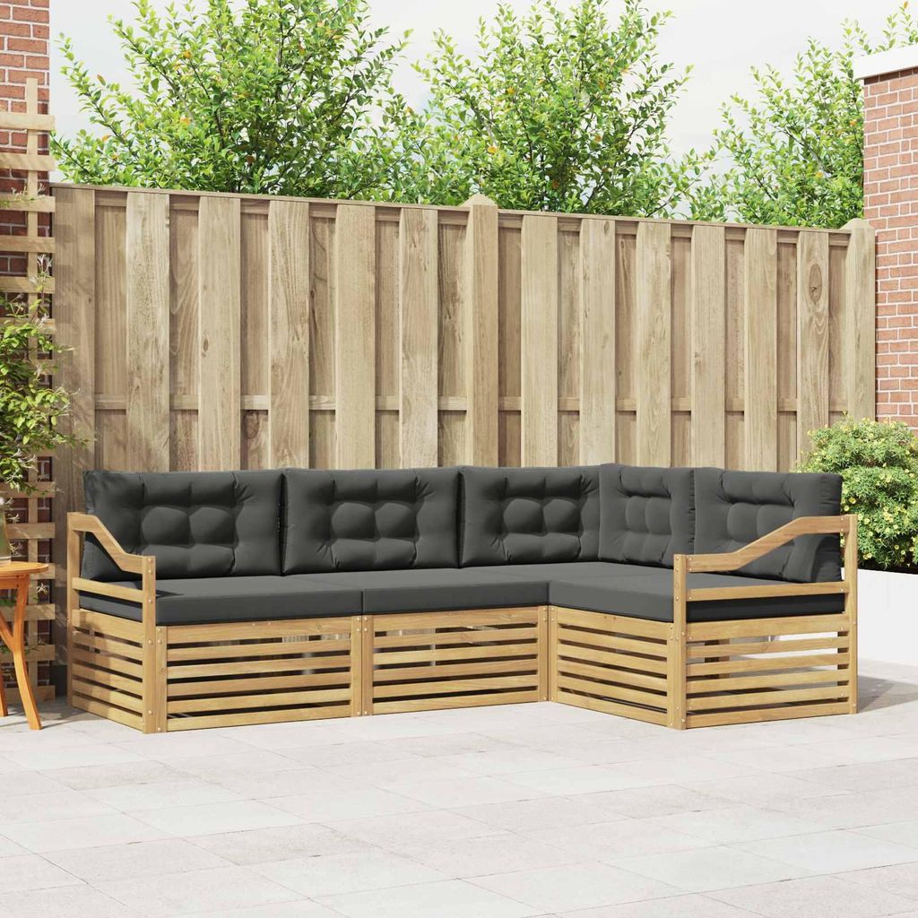 Möbel Outdoor-Sofagarnitur 4 pcs Weiß und AnthrazitGartensofas - Gartensofas c4063