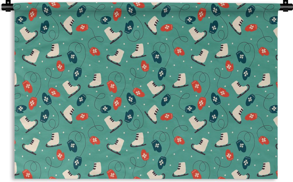 MuchoWow Wandteppich Wandbehang Schlittschuhe - Winter - Muster 120x80 cm Tapisserie Dekoration Wandtuch - Wanddekorationen - Wandtücher