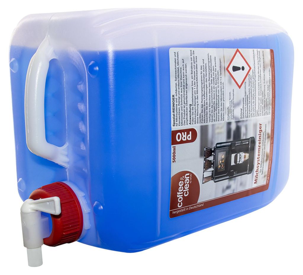 A large blue plastic container with a spigot.