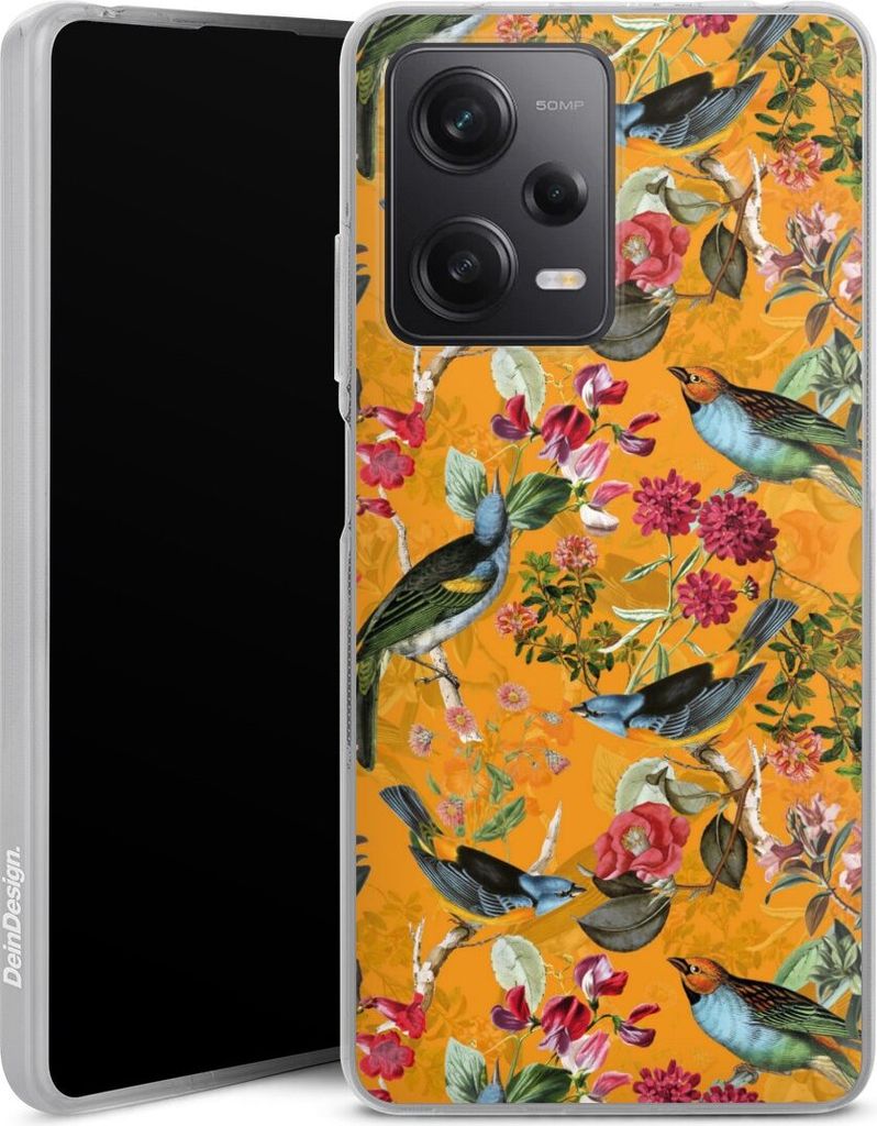 DeinDesign Handyhülle für Xiaomi Redmi Note 12 Pro 5G Silikon Hülle Case Smartphone Schutzhülle Blumen Dschungel Vogel