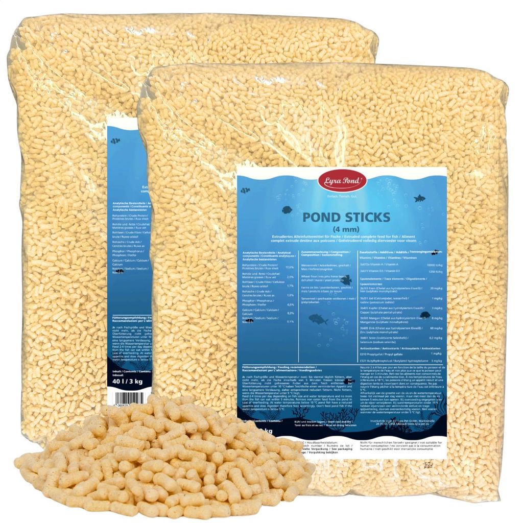2 x 40 Liter (6 kg) Lyra Pond Pond Sticks Fischfutter Teichfutter