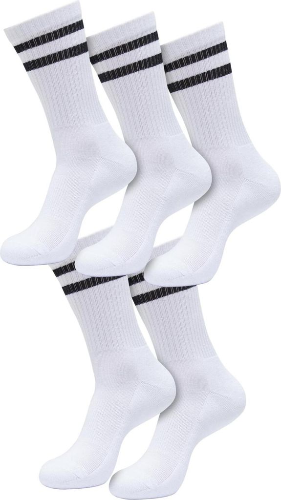 Urban Classics TB6801 | Double Stripe Socks 5-Pack Socken - Farbe: White/Black - Größe: 35-38