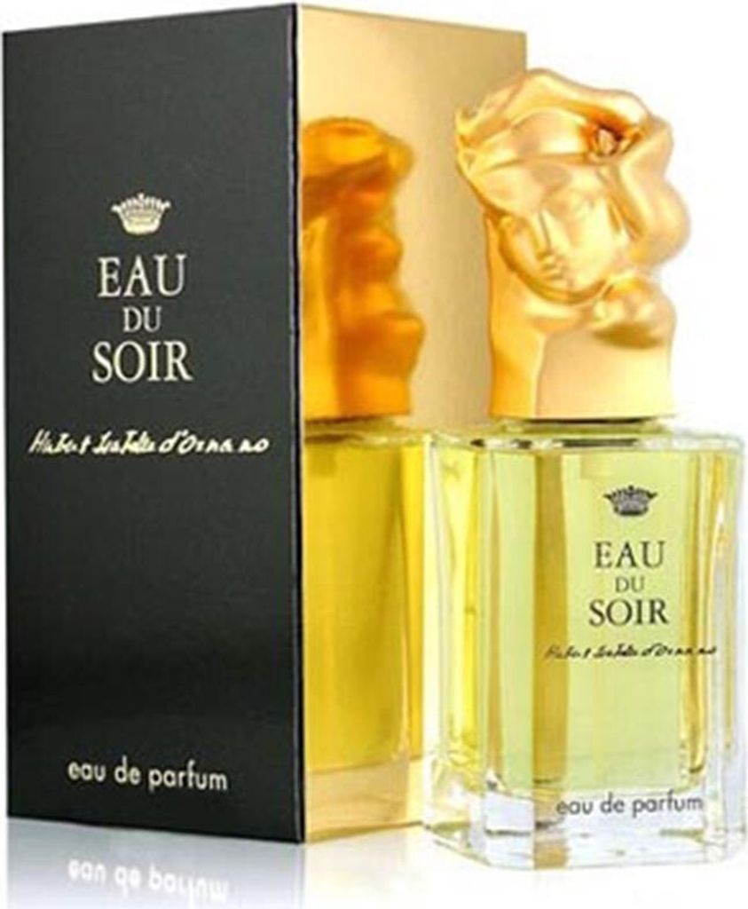 A perfume bottle and its packaging are displayed.