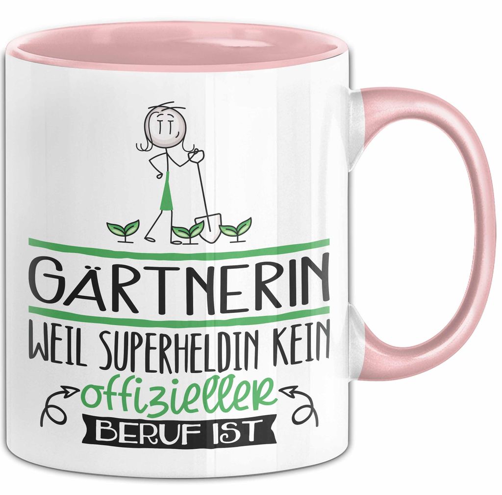 Gärtnerin Geschenk Tasse Lustiger Spruch Gärtnerin Weil Superheldin Kein Offizieller Beruf Ist Geschenkidee (Rosa)