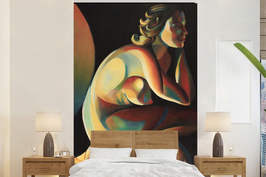MuchoWow Fototapete für Wohnzimmer oder Schlafzimmer Wandtapete Vinyl Motivtapete Frau - Porträt - Kunst - Abstrakt - 160x240 cm - Vinyltapete