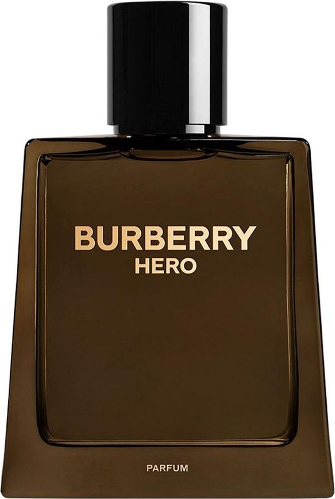 A product shot of a Burberry Hero perfume bottle.
