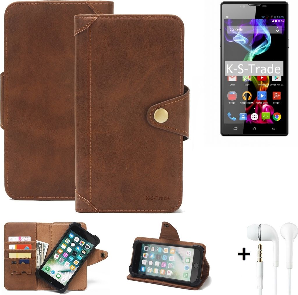 K-S-Trade Handy Hülle kompatibel mit Archos 55 Platinum Schutzhülle Walletcase Bookstyle Tasche Handyhülle Schutz Case Handytasche Wallet Flipcase