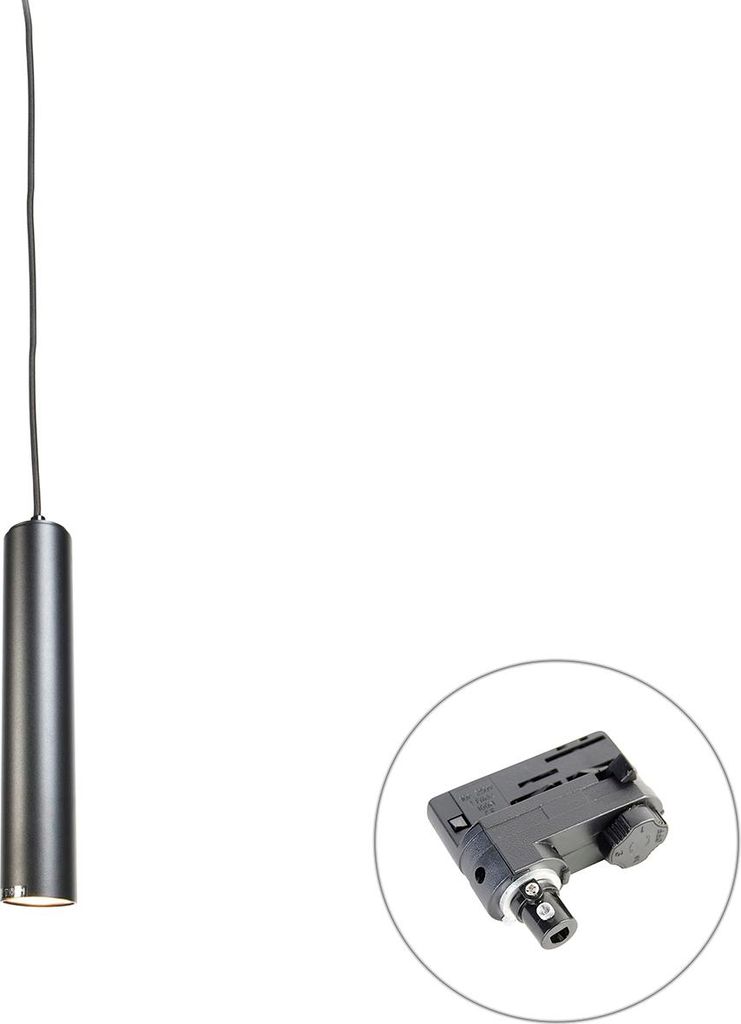 QAZQA Professional - Modern Design-Pendelleuchte I Pendellampe I Hängelampe I Pendellampe I Pendelleuchte I Lampe I Leuchte schwarz inkl. Schienen...