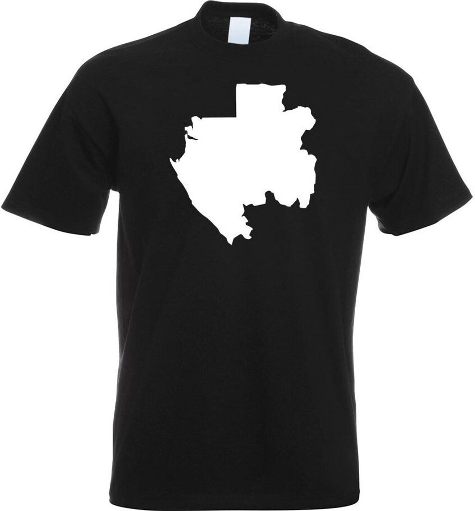 Kiwistar - T-Shirt - schwarz - Gabun Umriss Kontur Herren Funshirt Bedruckt Design Sprüche Spruch Motive - mit Motiv Bedruckt - Funshirt Design - ...