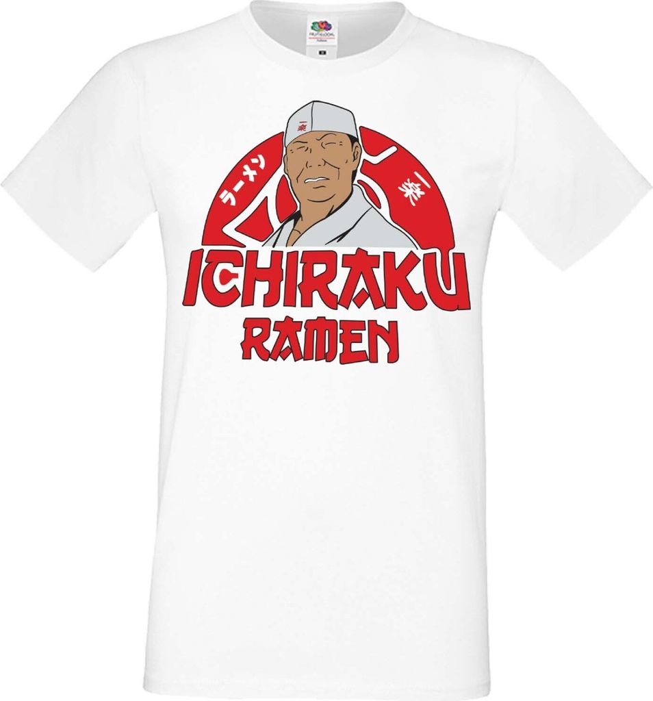 Herren T-Shirt Anime Manga Naruto Ichiraku Ramen, Man 5XL / Weiß