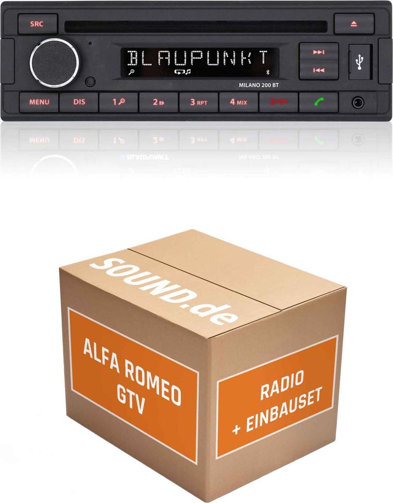 Autoradio Einbaupaket Blaupunkt Milano 200 BT passend für Alfa Romeo GTV 916 | Bluetooth USB