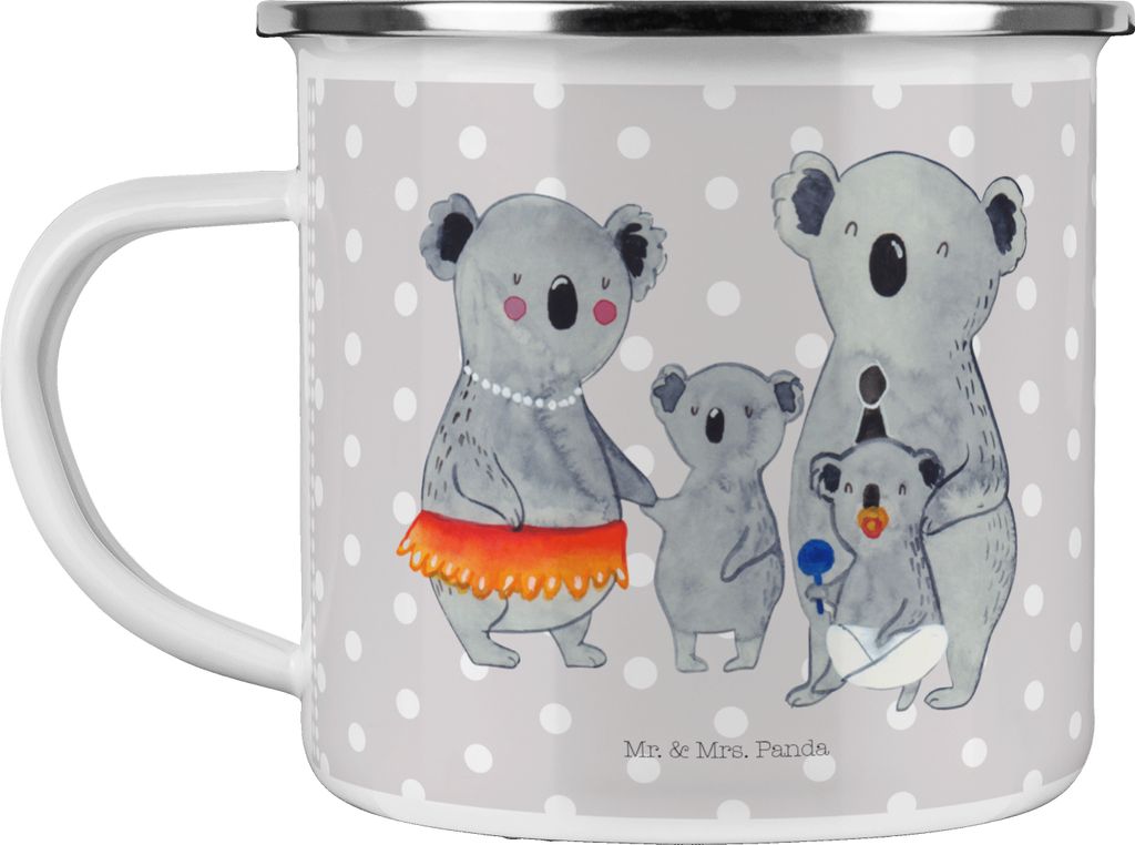 Mr. & Mrs. Panda Pott Koala Familie - Grau Pastell - Geschenk, Teetasse, Kaffeepott, Outdoor Tasse, Emaille Becher, Koalas, Muttertag, Kinder, Family