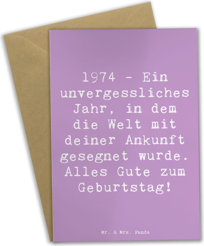 Mr. & Mrs. Panda Grußkarte Spruch 1974 Geburtstag - Lavendeltraum - Geschenk, glückwunschkarten, Glückwunsch, unvergessliches Jahr, weihnachtska...