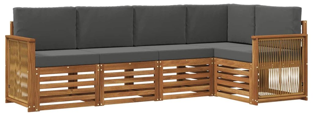 “2026 Modern“ Weiß Ecksofa Set mit Kissen 4 pcs Natur und Anthrazit - Designermöbel 61826 - Gartensofas
