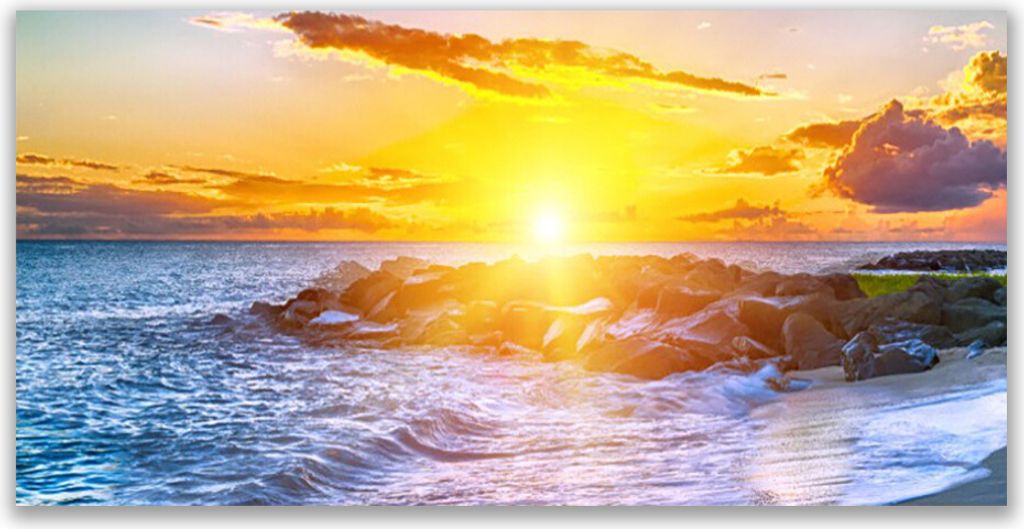 Glasbilder 140x70 Wandbild Druck auf Glas Sonne Meer Landschaft