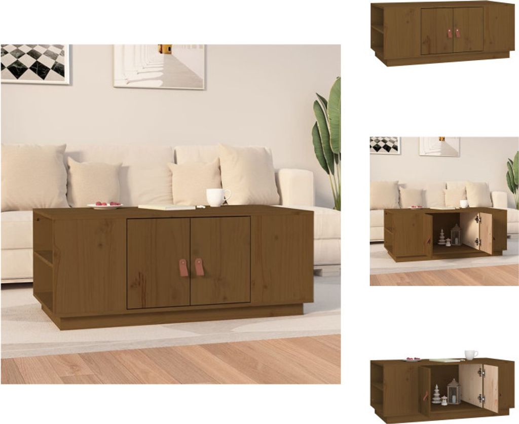 vidaXL Couchtisch Honigbraun 100x50x41 cm Massivholz Kiefer - Couchtische