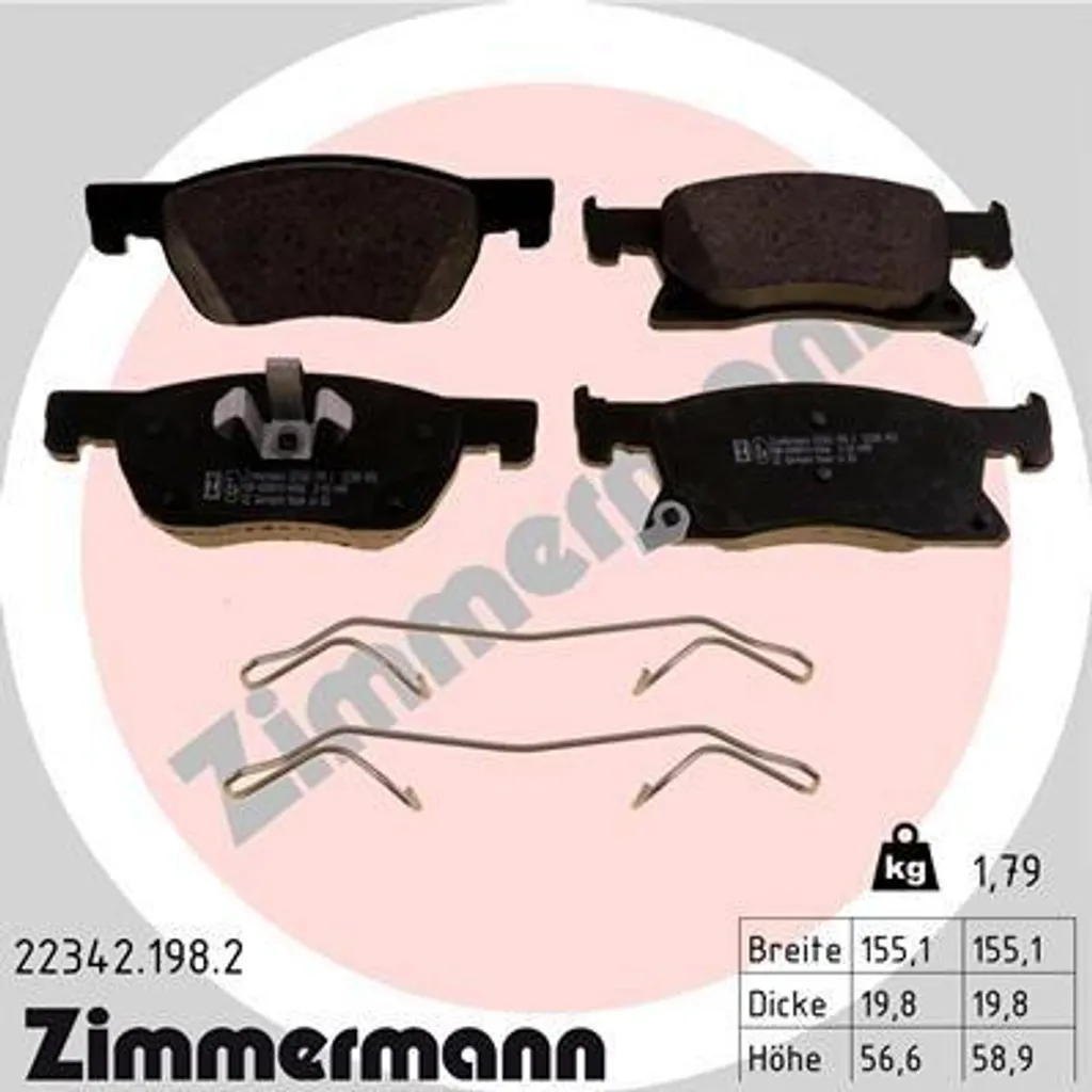 Plaquettes de Frein Zimmermann 22342.198.2 Haute Résistance Astra K