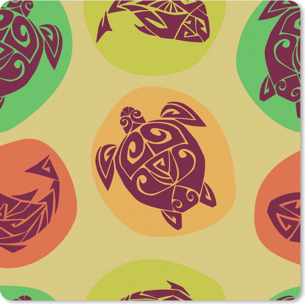 MuchoWow Mauspad Mousepad Schildkröte - Fisch - Maori - Muster 20x20 cm - Mousepads - Maus Mat - Pad - Mausunterlage - Desk Mat - Bureauartikeln