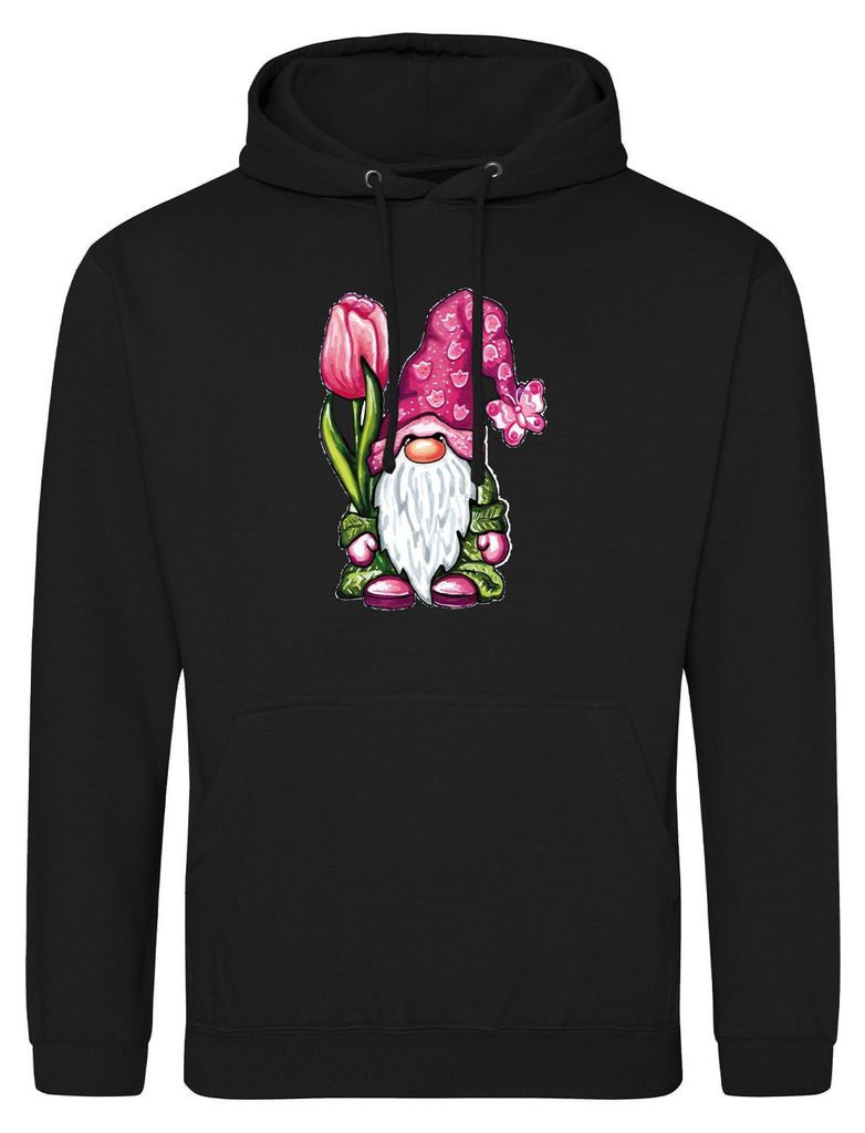 Huuraa Uni Hoodie Gnom Fabelwesen XL Deep Black Vegan Sweatshirt Geschenkidee
