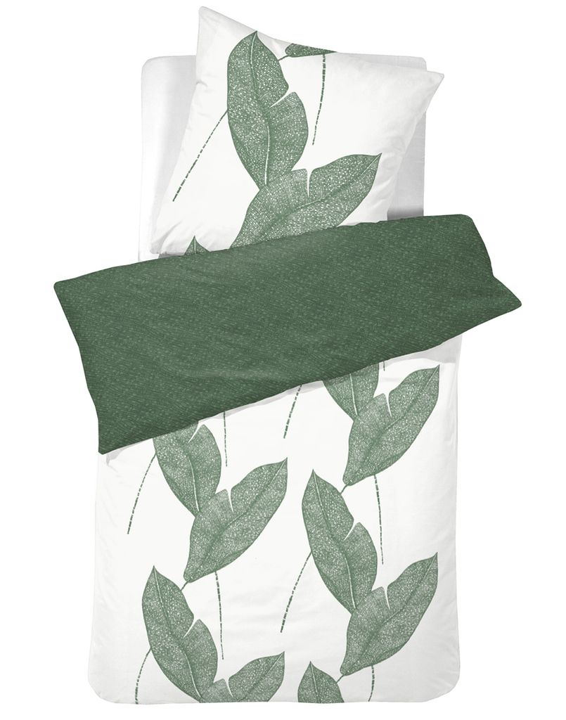 Damai Organic Bio Baumwolle Bettwäsche Blade green 100% Baumwolle, GRÖßENAUSWAHL:135x200 cm + 80x80 cm