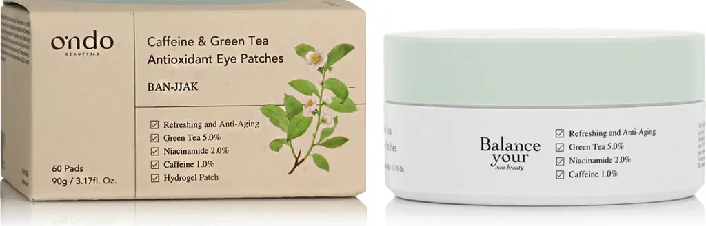 Patchs Contour des Yeux Antioxydants au Thé Vert et Caféine - 60 Unités