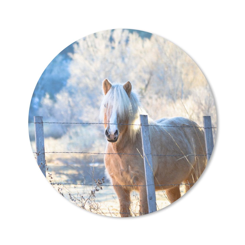 MuchoWow Mauspad Mousepad Pferd - Winter - Schnee 30x30 cm - Mousepads - Maus Mat - Pad - Mausunterlage - Tischunterlage - Schreibtischmatten