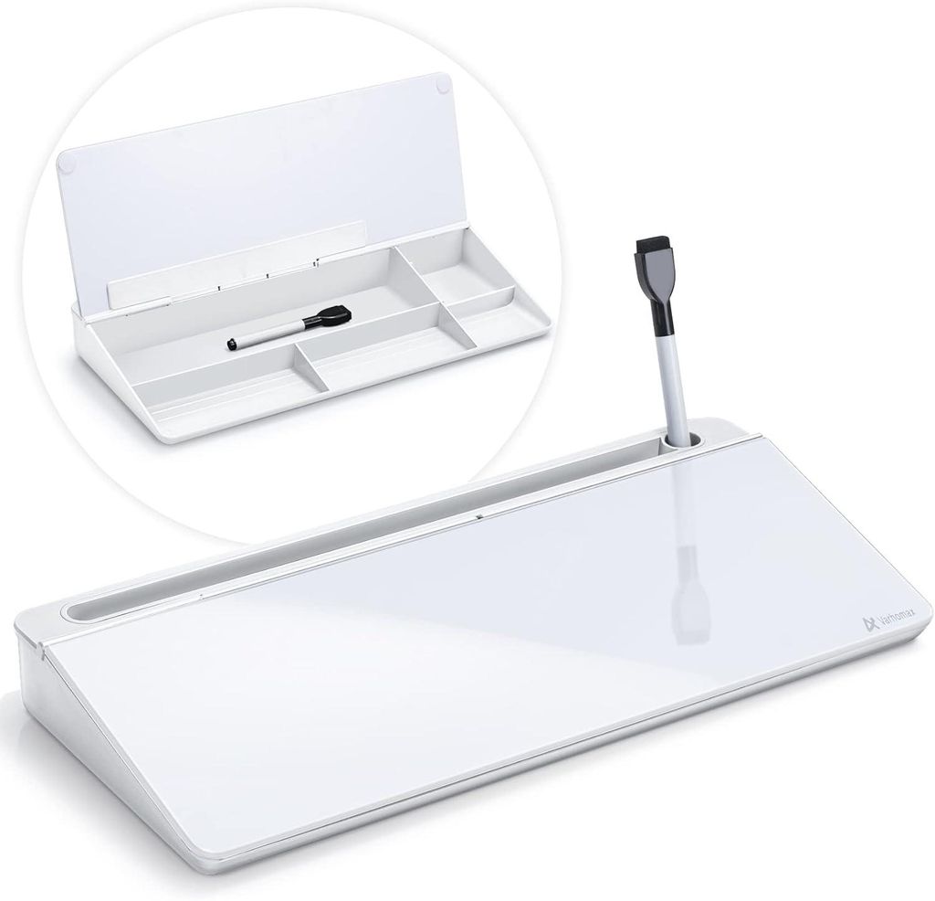 Varhomax Desk Organizer, Desktop Whiteboard Glass White Lagers Wischen Sie sich sauber, do listen, notepad keyboard Stand Home Office, Büroschule ...
