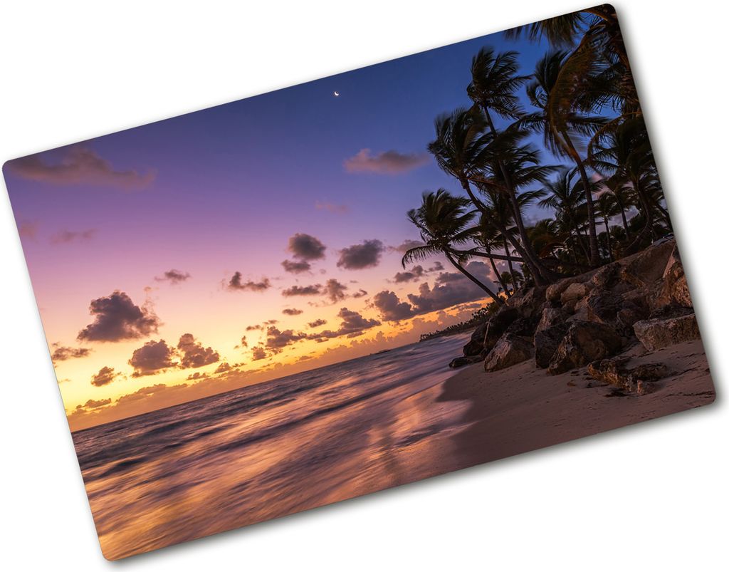 Tulup Glas Herdabdeckplatte - 80x52 cm - Glaskeramikkochfeld-Abdeckung Spritzschutz Glasabdeckplatte - Einteilig - Landschaften - Sonne Strand - Gelb