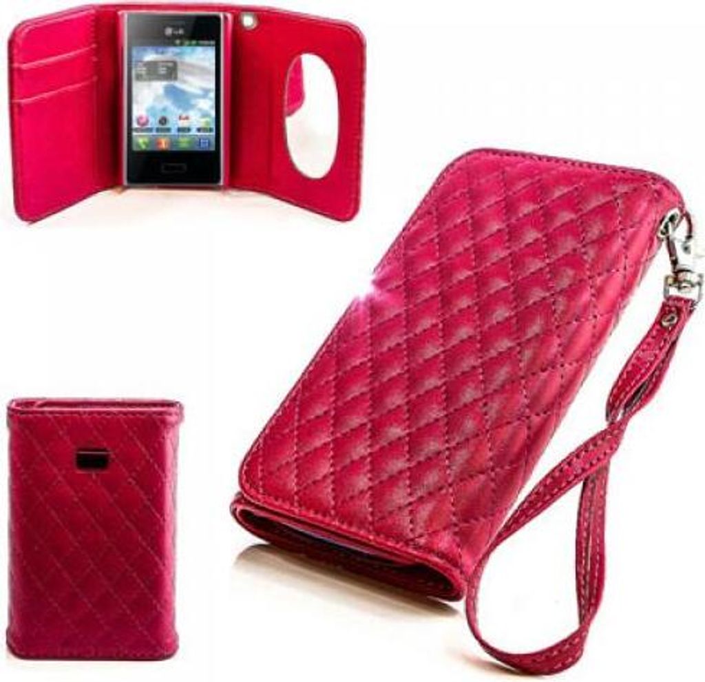 LG Optimus L3 (E400) Booksytle Handtasche Mirror Pink