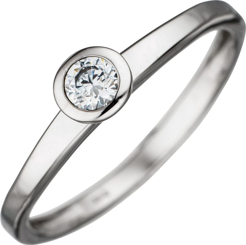 Solitär Ring Damenring aus 333 Gold Weißgold Zirkonia weiß Goldring Innenumfang 60mm Ø19.1mm