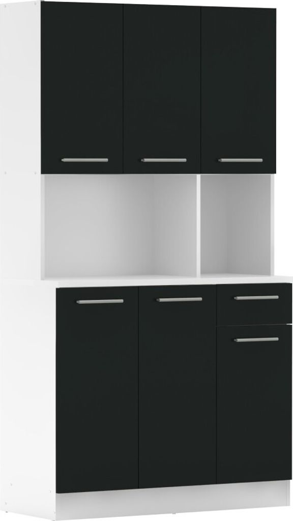 Kondela Sechstüriges Sideboard Pelion New - weiß / schwarz